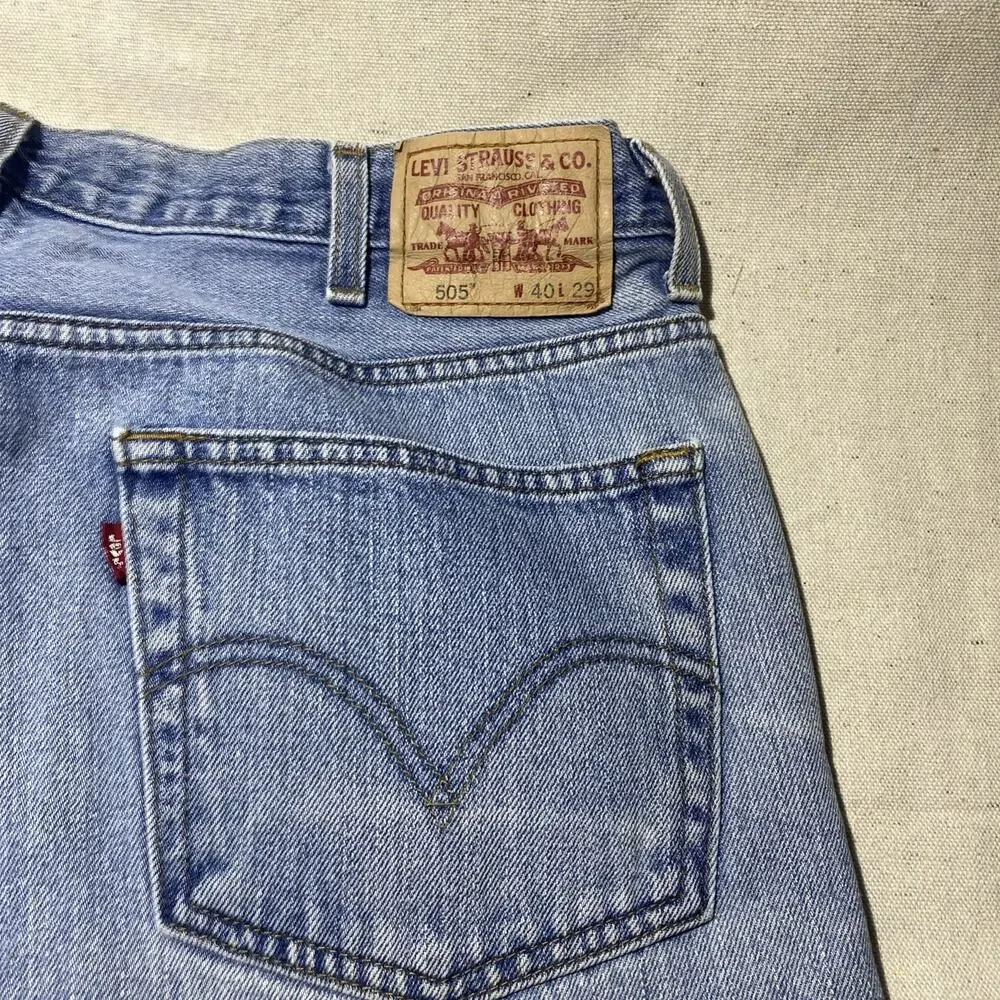 Levi's 505 Regular Fit Jeans Mens 40x29 Medium Blue Wash Straight Leg Denim